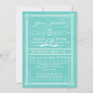 Robin's Egg Blue Poster Style Wedding Invitations