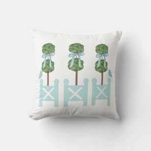 Robin's Egg Blue Topiary Bird Throw Pillow