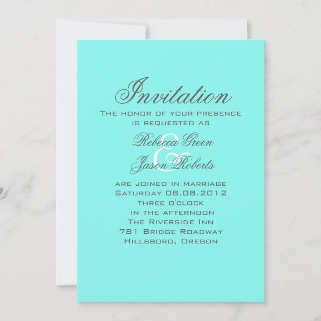 robin's egg blue turquoise aqua blue wedding invitation (Front)