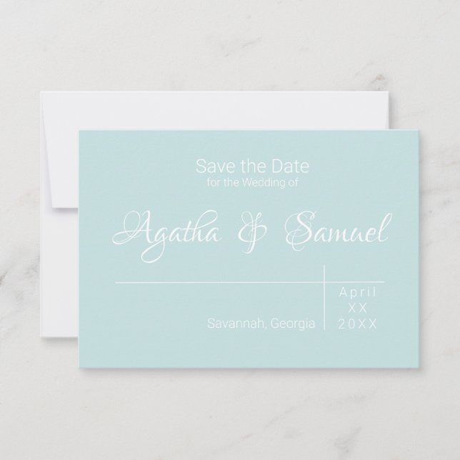 Robin's Egg Blue Wedding Invitation Save the Date (Front)