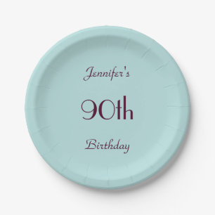 Robin's Egg BluePaper Plates, 90th Birthday Party Paper Plate
