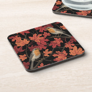 Robins in maple tree coaster