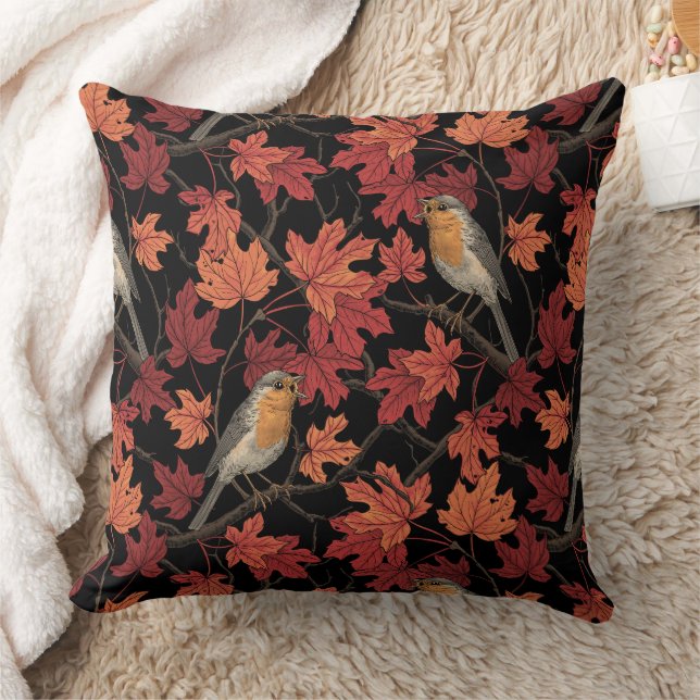 Robins in maple tree cushion (Blanket)