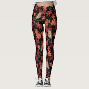 Robins in maple tree leggings