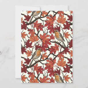 Robins in maple tree on off white