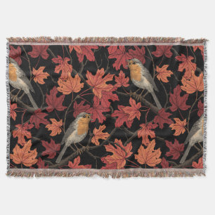Robins in maple tree throw blanket
