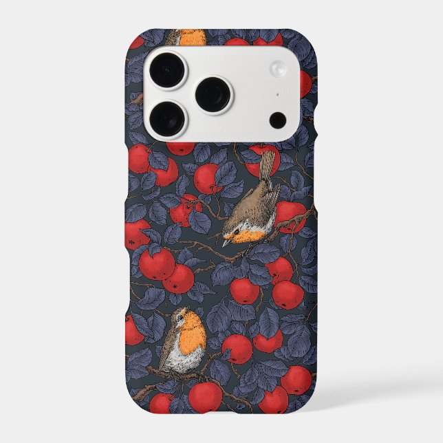 Robins in the apple tree/blue and red  (Back)