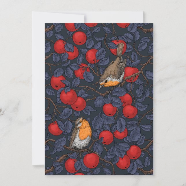 Robins in the apple tree/blue and red  (Front)