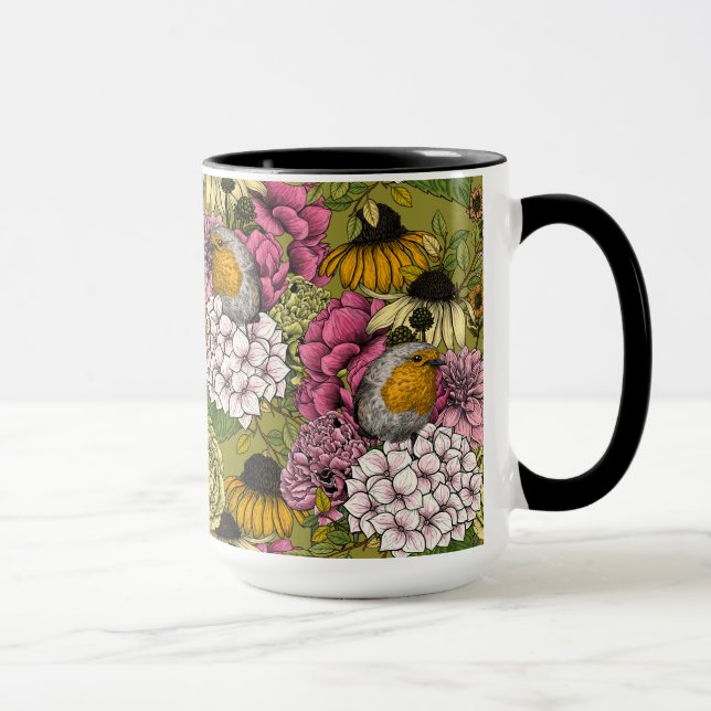 Robins in the garden 2 mug (Right)