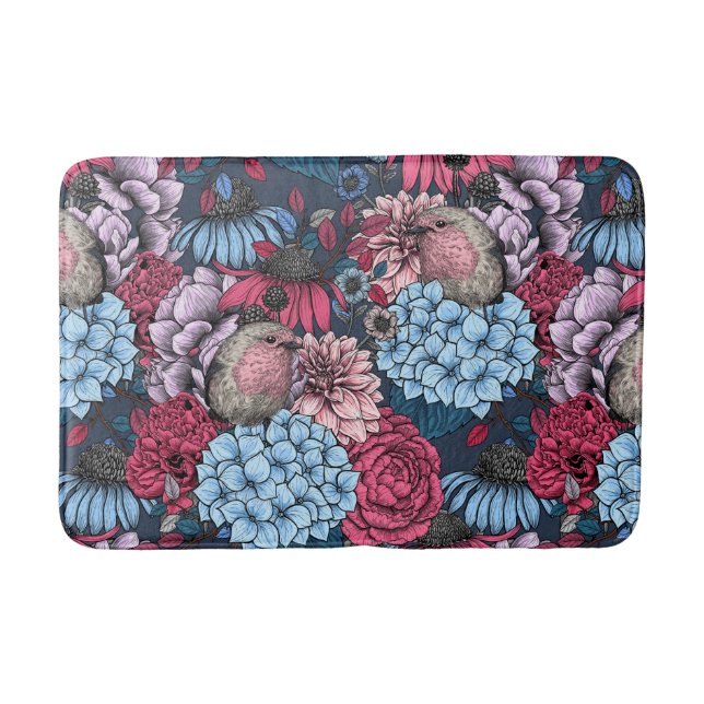 Robins in the garden 3 bath mat (Front)