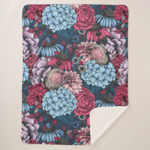 Robins in the garden 3 sherpa blanket