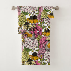 Robins in the garden bath towel set