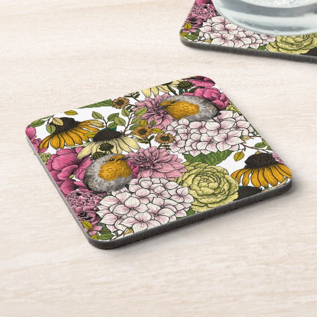 Robins in the garden coaster (Left Side)