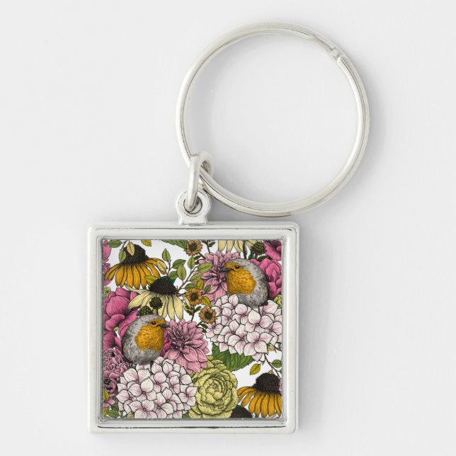 Robins in the garden key ring (Front)