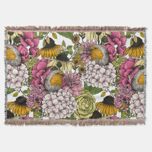 Robins in the garden throw blanket