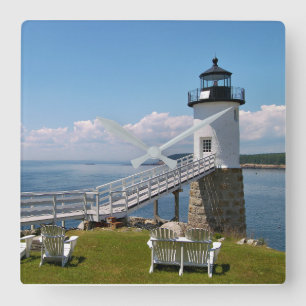 Robinson Point Lighthouse, Isle Au Haut, Maine Square Wall Clock