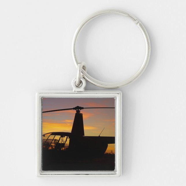 Robinson R44 helicopter at sunset Key Ring (Front)