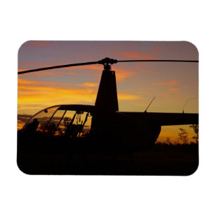 Robinson R44 helicopter at sunset Magnet