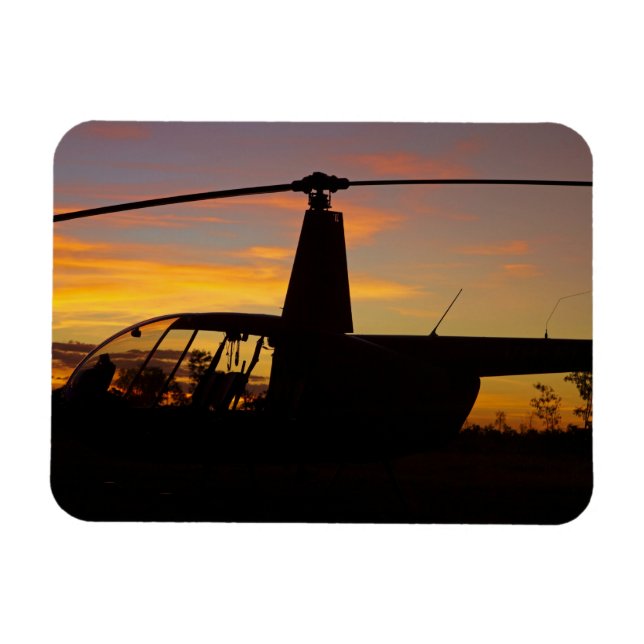 Robinson R44 helicopter at sunset Magnet (Horizontal)