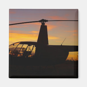 Robinson R44 helicopter at sunset Magnet