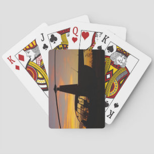 Robinson R44 helicopter at sunset Playing Cards