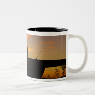 Robinson R44 helicopter at sunset Two-Tone Coffee Mug