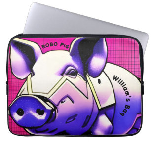ROBO PIG iPad cover. Editable text. Laptop Sleeve