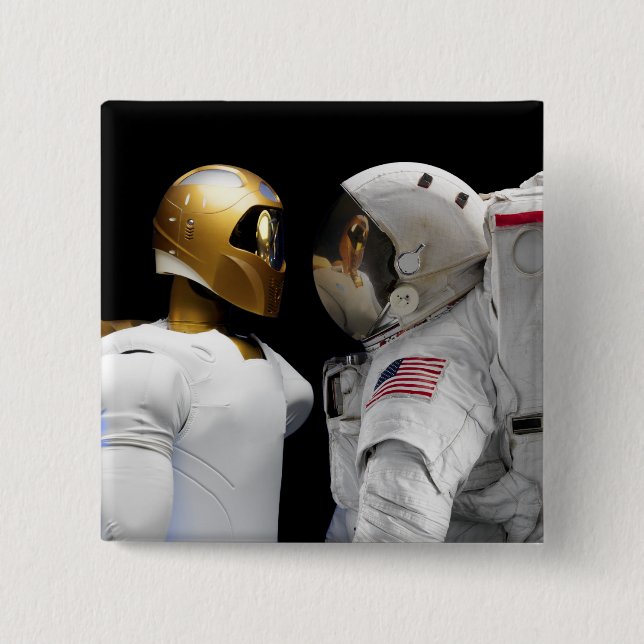 Robonaut 2, a dexterous, humanoid astronaut hel 3 15 cm square badge (Front)