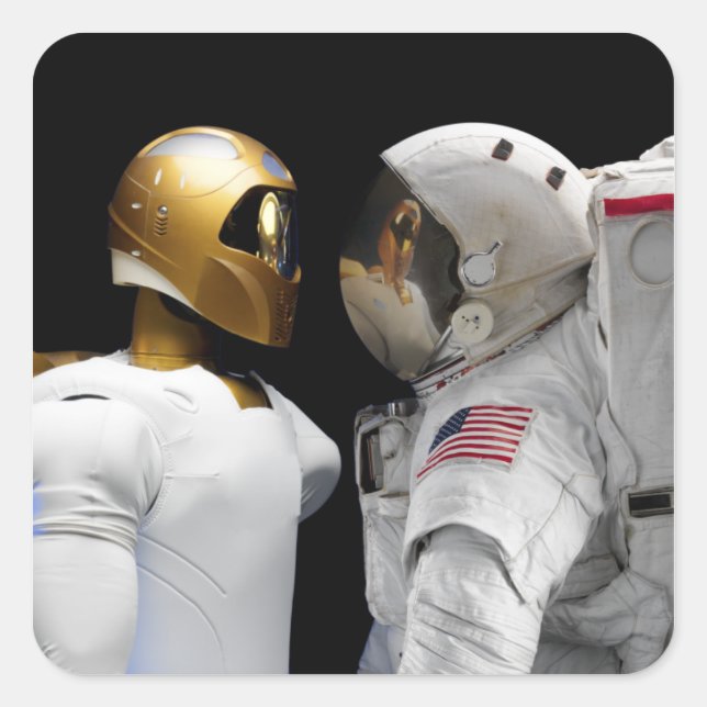 Robonaut 2, a dexterous, humanoid astronaut hel 3 square sticker (Front)