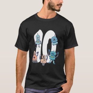Robot 10th Birthday Party Science Robotics 10 Year T-Shirt