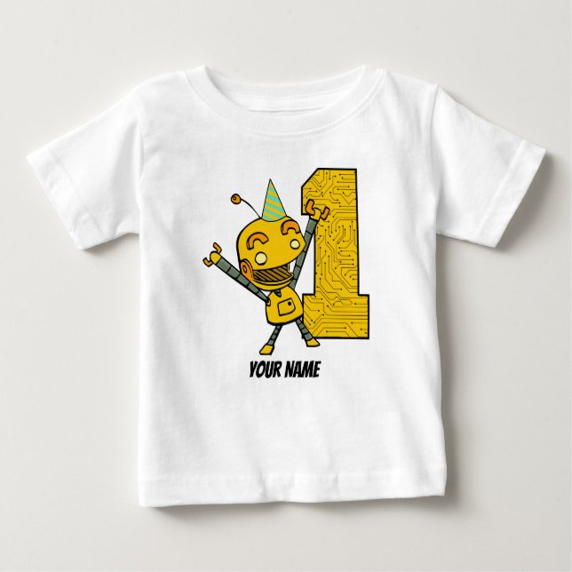 Robot 1st Birthday Baby T-Shirt (Front)