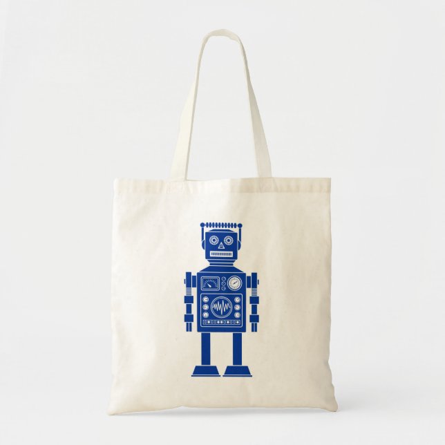 Robot 270620/06 - Navy Blue and White Tote Bag (Front)