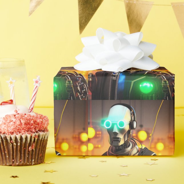 Robot 2 glossy wrapping paper (Birthday Party)