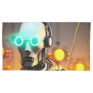 Robot 2 grey king pillowcase