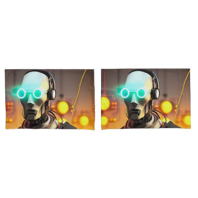 Robot 2 grey standard pillowcases pair (Front-Set)