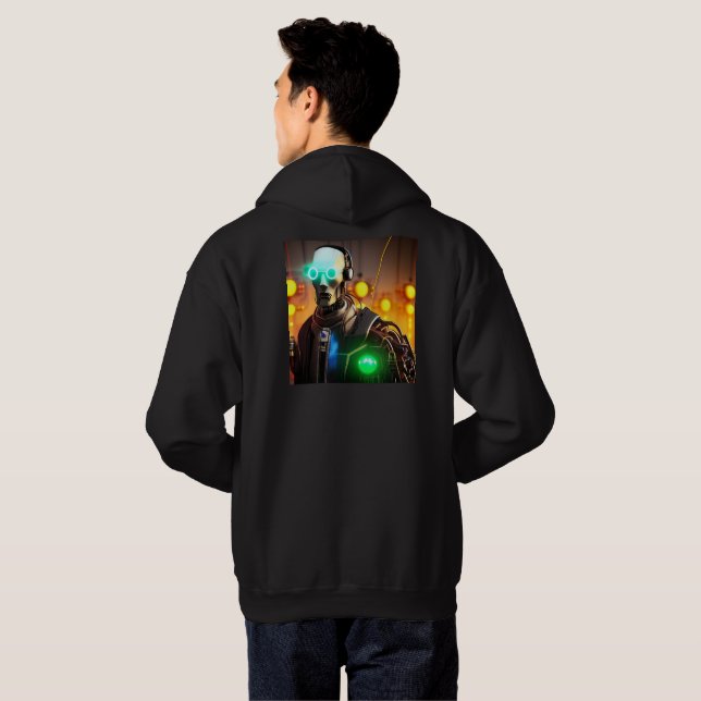  Robot 2 men black hooded sweatshirt back (Back Full)