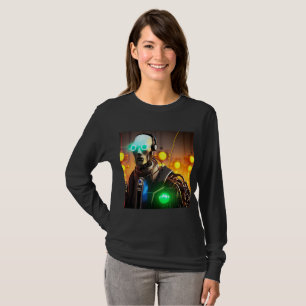  Robot 2 women black long sleeve T-shirt