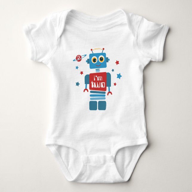 Robot 2nd Birthday Baby Bodysuit (Front)