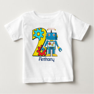 Robot 2nd Birthday Custom Baby T-Shirt