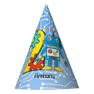 Robot 2nd Birthday Custom Party Hat