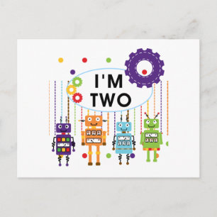 Robot 2nd Birthday tshirts and Gifts Postcard