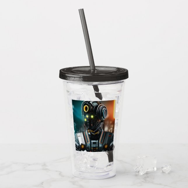 Robot 3 black smoke acrylic tumbler (Front Ice)