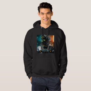 Robot 3 men black hooded sweatshirt