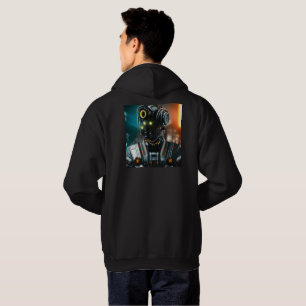 Robot 3 men black hooded sweatshirt back