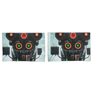Robot 3 standard pillowcases 2 sided pair