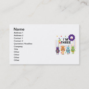 Robot 3rd Birthday T shirts and Gifts Business Card