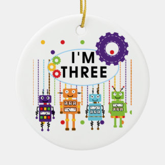 Robot 3rd Birthday T shirts and Gifts Ceramic Tree Decoration