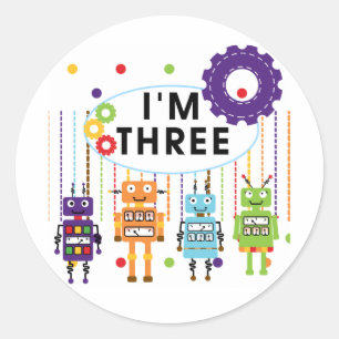 Robot 3rd Birthday T shirts and Gifts Classic Round Sticker