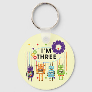 Robot 3rd Birthday T shirts and Gifts Key Ring