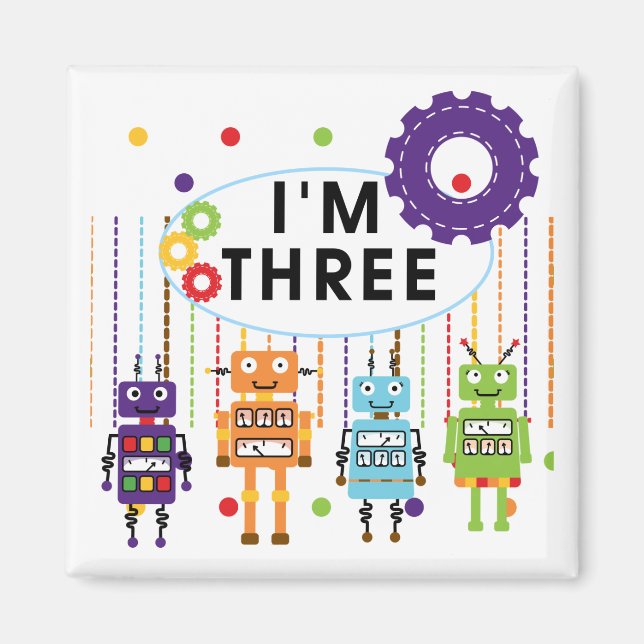 Robot 3rd Birthday T shirts and Gifts Magnet (Front)